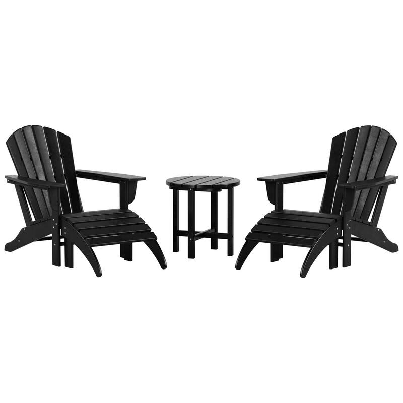 Altura Outdoor Eco-Friendly All Weather Adirondack Chair with Ottoman and Side Table (5-Piece Conversation Set)