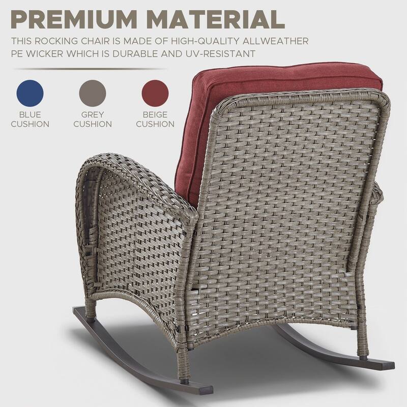 Outdoor Rocking Chairs with Side Table and Ottomans