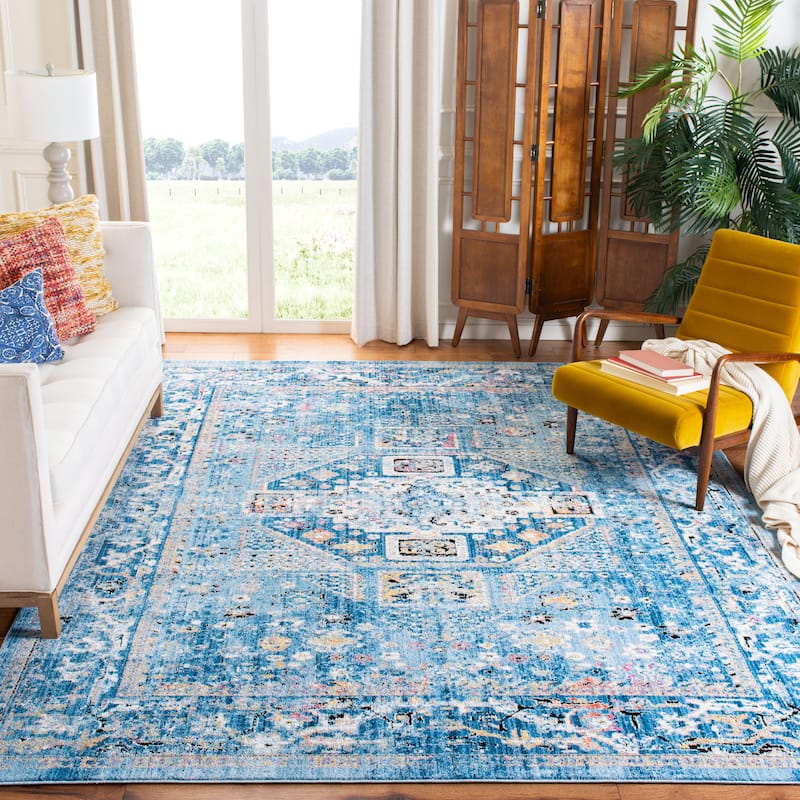 SAFAVIEH Bristol Hiemke Vintage Oriental Polyester Rug - 8' x 10' - Blue/Light Grey