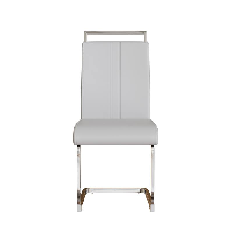 Modern Dining Chairs,PU Faux Leather High Back Upholstered Side Chair with Silver Metal Legs