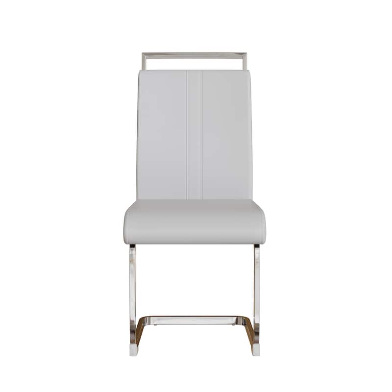 Modern Style Faux Leather High Back Dining Chairs Set of 4 with Metal Legs for Dining Room