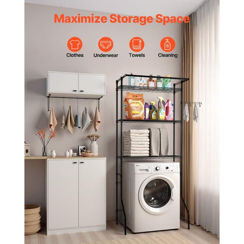 Adjustable Laundry Room Storage Shelf Over Washer and Dryer Sturdy Carbon Steel Organizer Rack