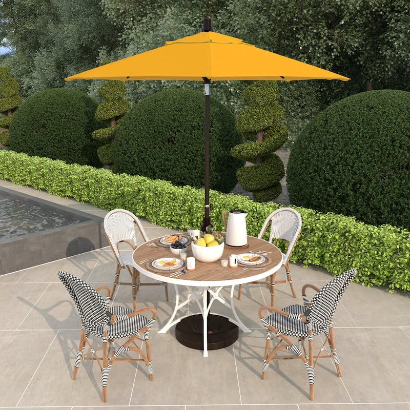 California Umbrella 7.5' Sun Master Patio Umbrella Bronze Aluminum Pole Fiberglass Ribs Crank Lift Tilt Sunbrella Cilantro - Sunflower Yellow