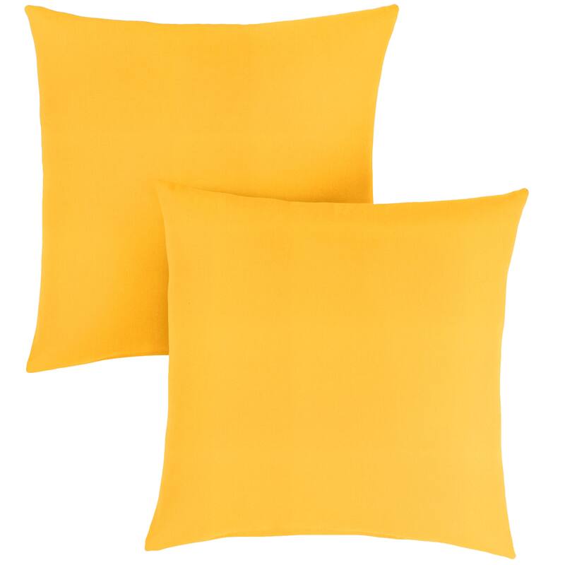 Sorra Home Sunbrella Outdoor Knife Edge Pillow Set of 2 - 24 in H x 24 in W x 6 in D - Canvas Sunflower
