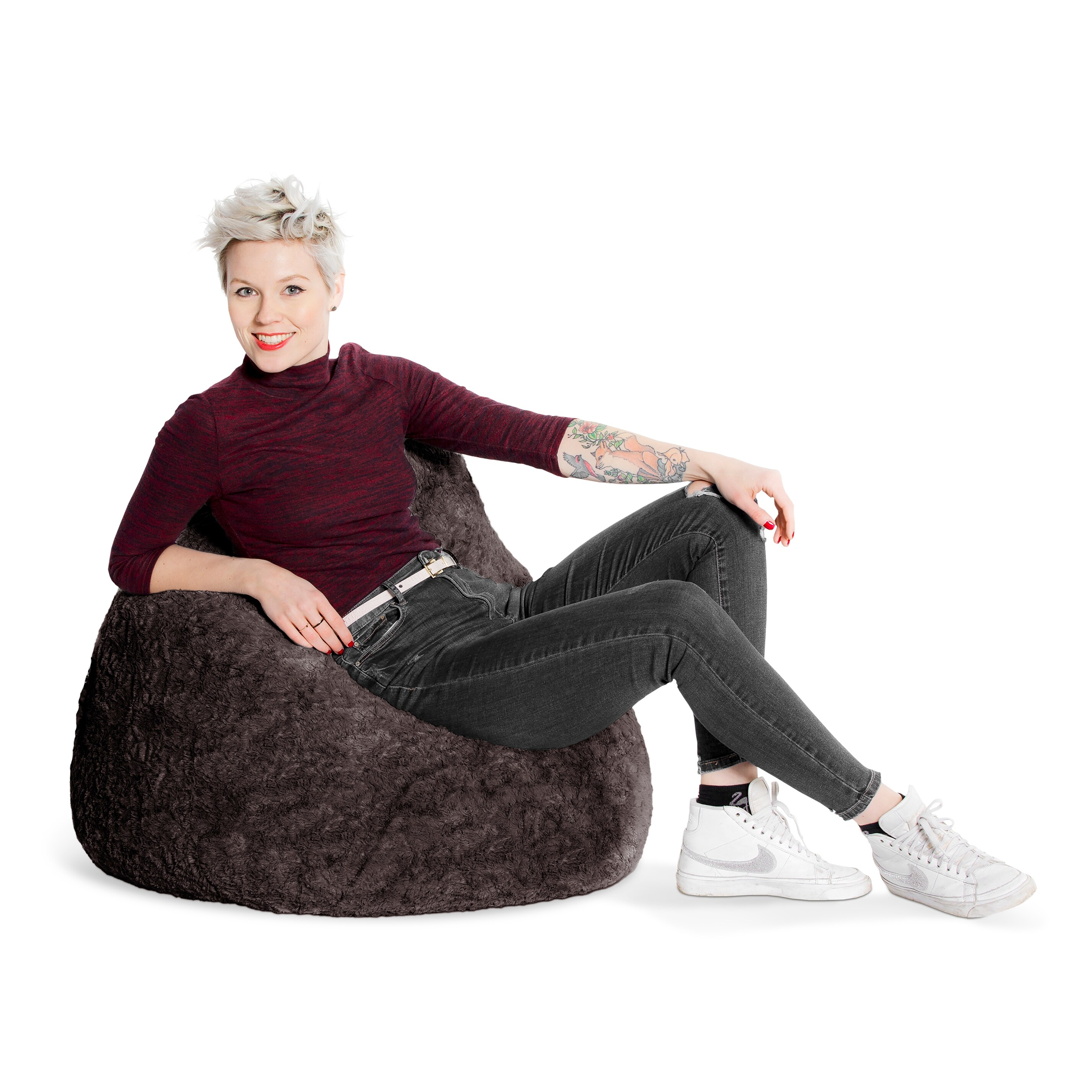 Sitting Point Faux Fur Large Fluffy Bean Bag