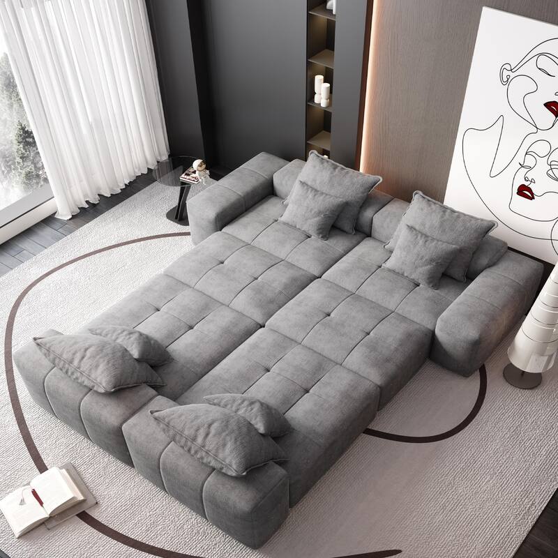 Oversized Modular Chenille 6-Seat Sectional Sofa with Cushions and 8 Pillows for Living Room