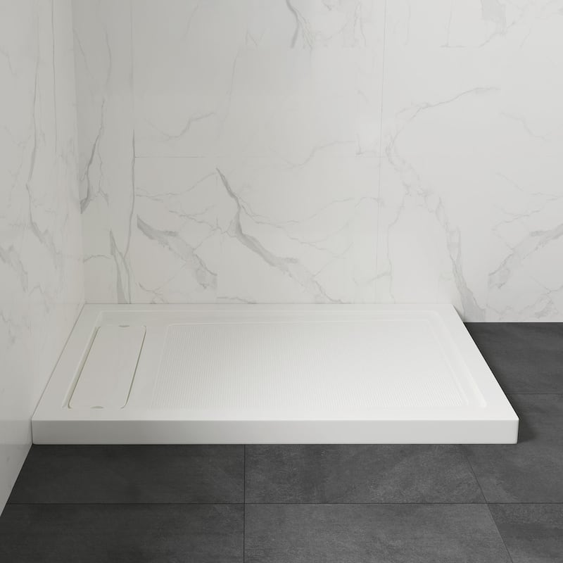 OVE DECORS Adena White Shower Base 60x36 in white - 48 x 32 x 2.8 inches - Side Hidden