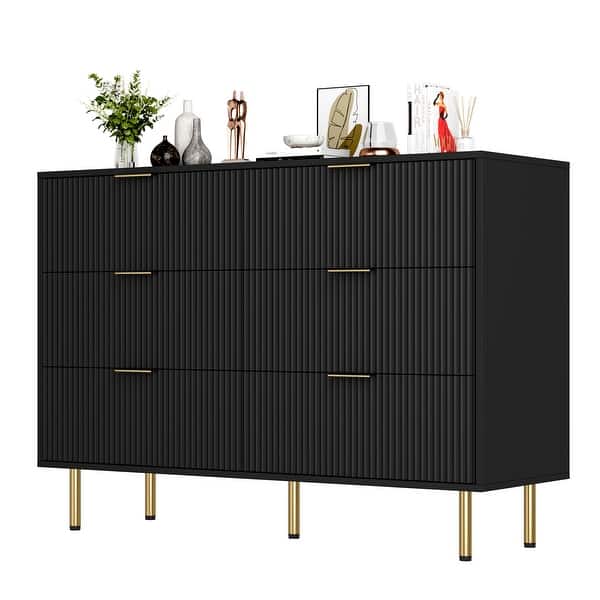 Fluted Wood Dresser 6 Drawers Dresser for Bedroom, Large Modern Chest of Drawers, Brown Dresser - Bed Bath & Beyond - 42596038 Fluted Wood Dresser 6 Drawers Dresser for Bedroom, Large Modern Chest of Drawers, Brown Dresser - Bed Bath & Beyond - 42596038
