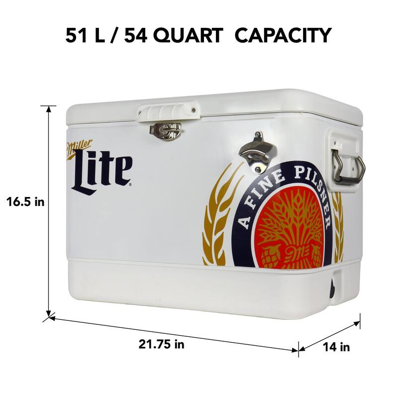 Miller Lite Ice Chest Cooler with Bottle Opener, 51L (54 qt)