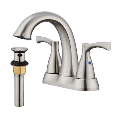 4 in. Centerset Double Handle Bathroom Faucet with Drain Kit Included