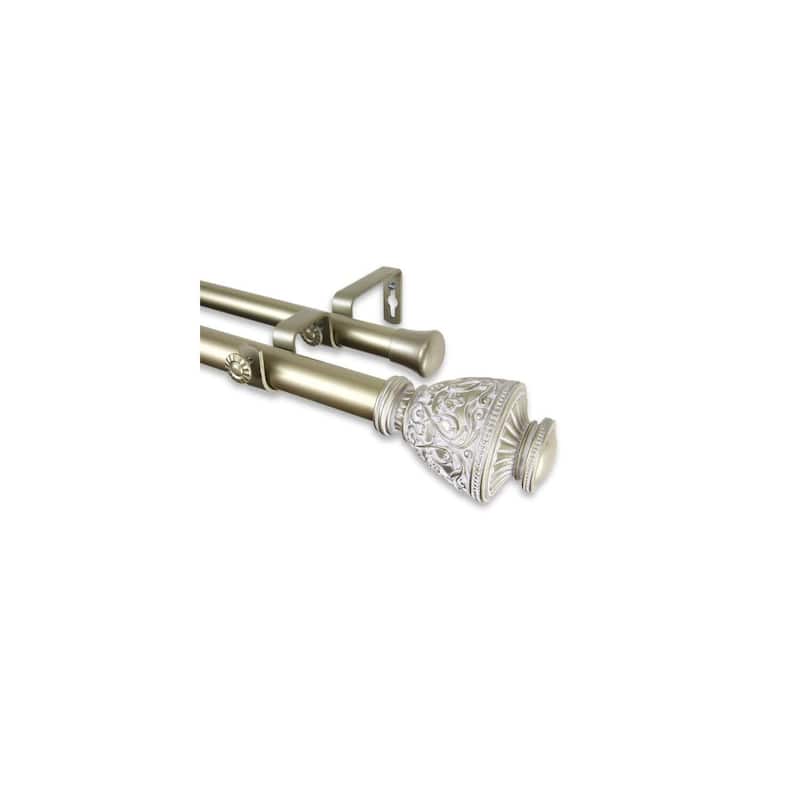 Single Curtain Rod Adjustable 160-240 Inch, Light Gold Drapery Rod Set, Decorative Window Treatment Hardware - M