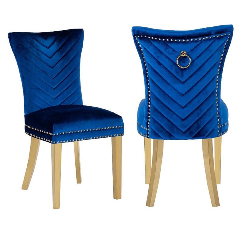 Eva Gold Legs Dining Chairs Finished with Velvet Fabric - 2 Chair per Box - Grey