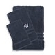 preview thumbnail 27 of 27, Authentic Hotel and Spa Omni Turkish Cotton Terry 3-piece Navy Blue Bath Towel Set with White Script Monogrammed Initial U