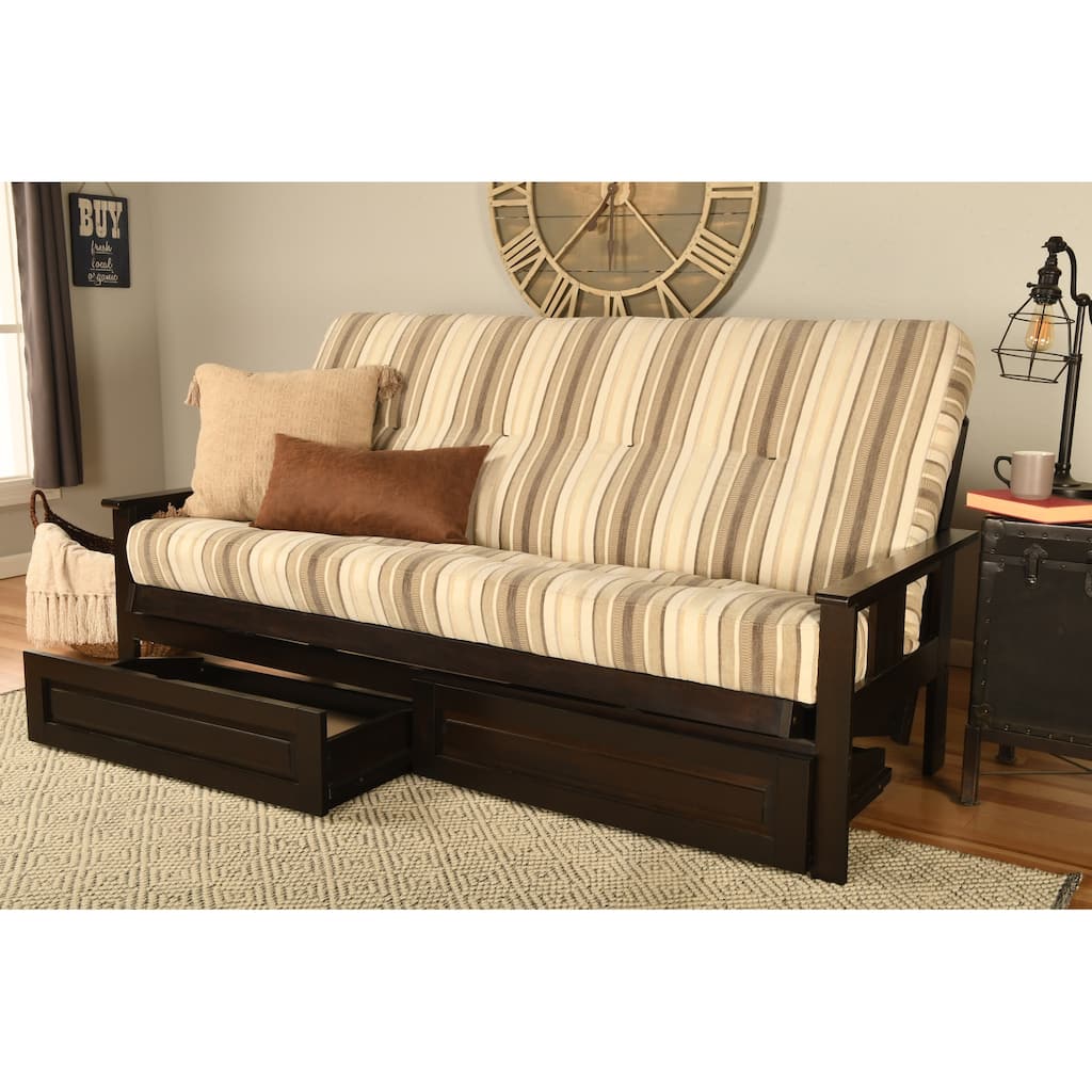 Somette Monterey Storage Full-size Futon Set in Espresso Finish with Parma Gray Mattress