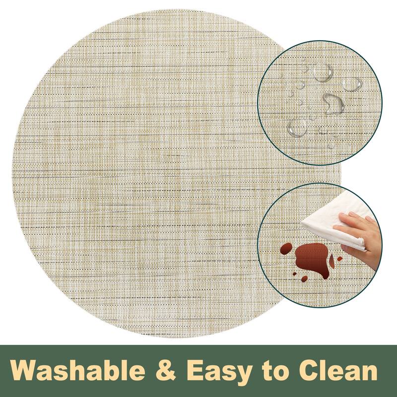 4 Pcs Placemats, 13.7 Inch PVC Table Mats, Vertical Texture Surface
