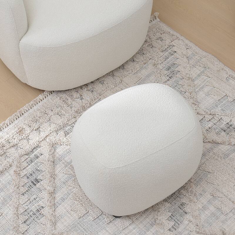 KINWELL 2-Piece Sherpa Living Room Set 1 Accent Chair 1 Boucle Ottoman