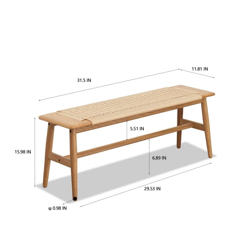 Design Natural Oak Wood Dining Bench Bed Bench for Dining Room, Bedroom, Bathroom