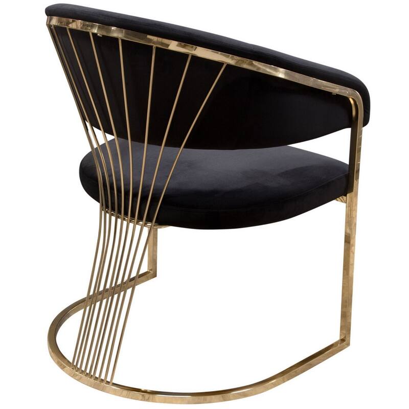 Gold/Black Velvet Upholstered Metal Frame Dining Chair, Sturdy Dining Chair for Dining Rooms - 24.6