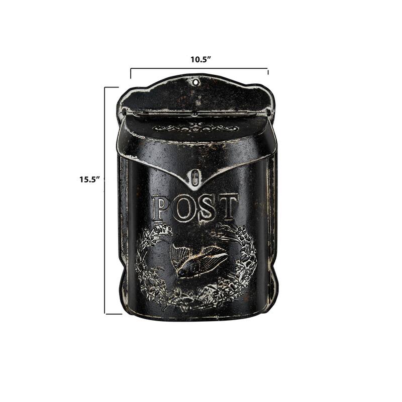 Embossed Tin Post Box with Distressed Finish