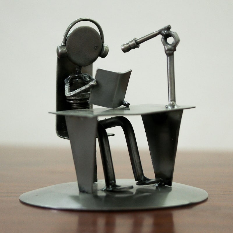 Novica Handmade Broadcaster Recycled Metal Auto Part Sculpture