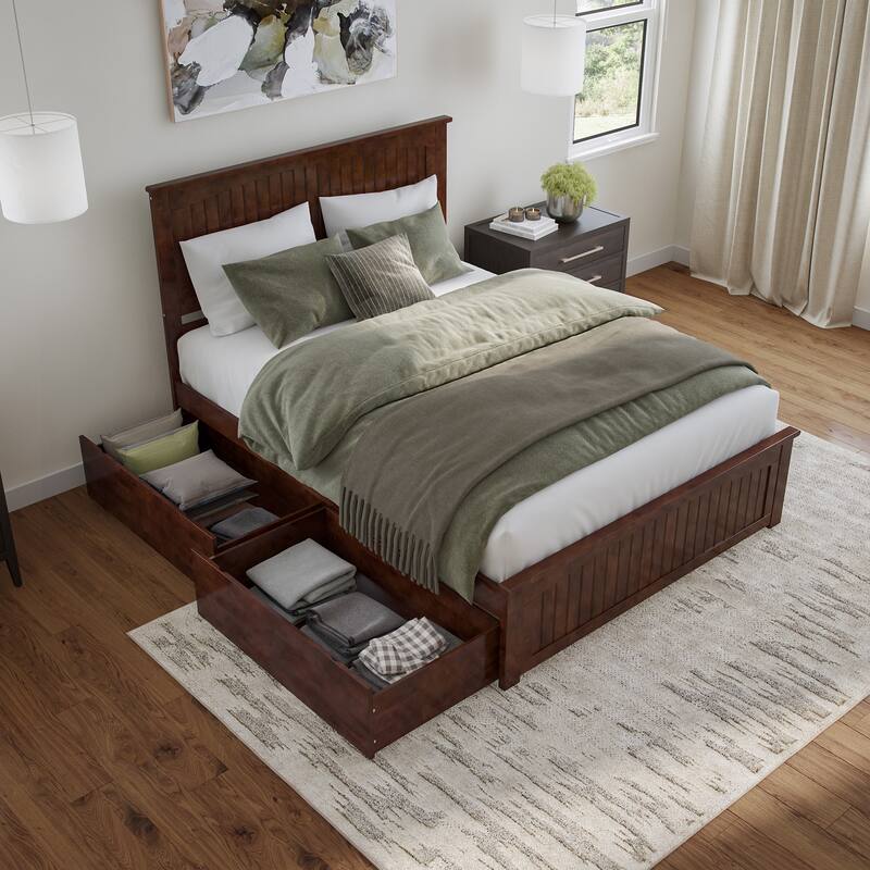 AFI Nantucket Platform Bed with Matching Footboard & Storage Drawers