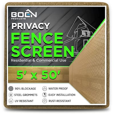 Boen Privacy Netting Beige 5' x 50', w/ Reinforced Grommets