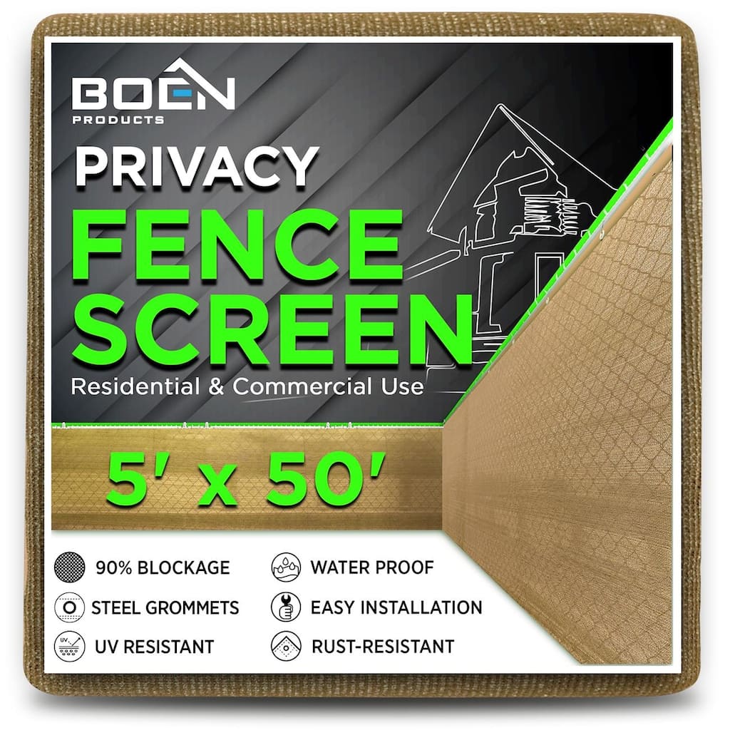 Boen Privacy Netting Beige 5' x 50', w/ Reinforced Grommets