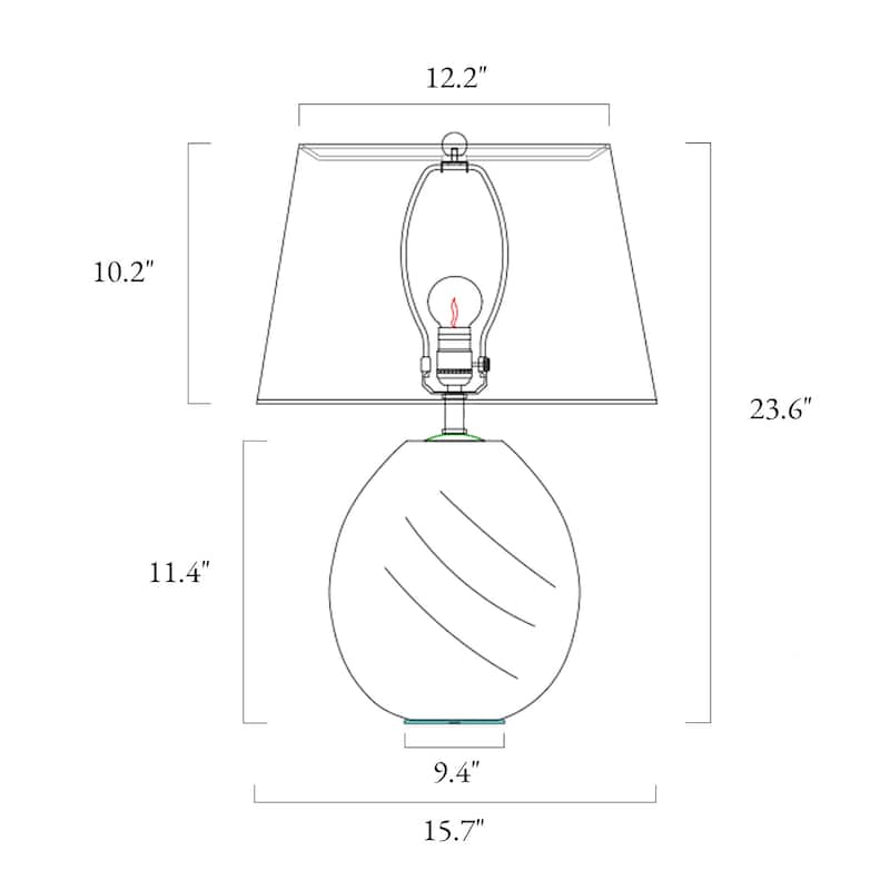Modern 24-inch Table Lamp Crystal Textured Glass Gold Elegant Desk Lights - D15.7"xH23.6"