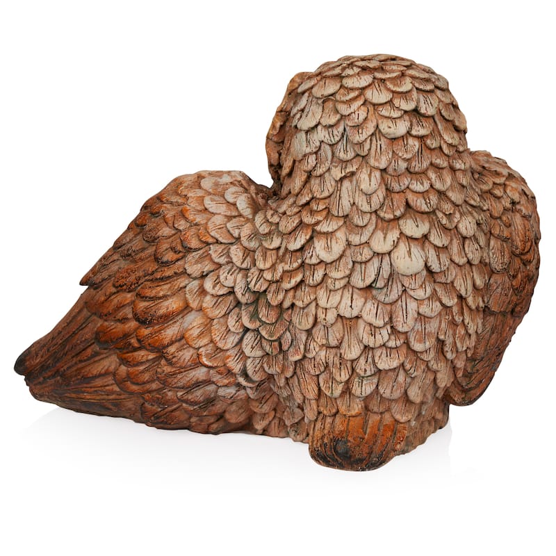 11" Owl Mom Wing Protecting Two Baby Owlettes Statuary