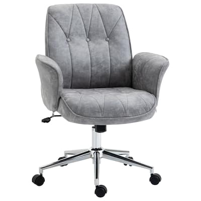 Microfiber Home Office Chair, Work Chair with Swivel Wheels and Tilt Function, Padded Vanity Chair with Armrests - N/A