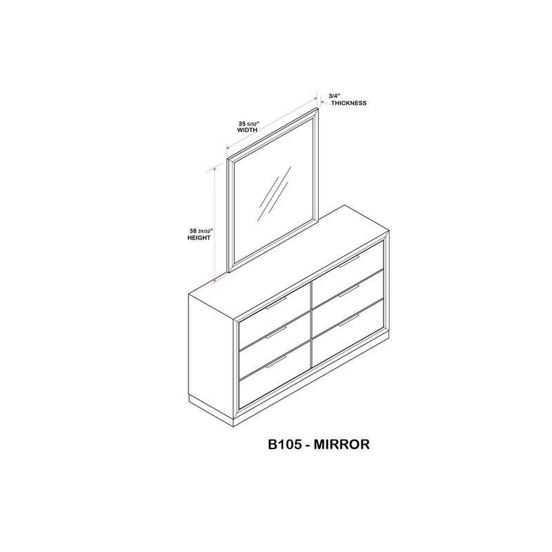 Visalia White/Grey Solid Wood 6-Drawer Dresser with Mirror Set