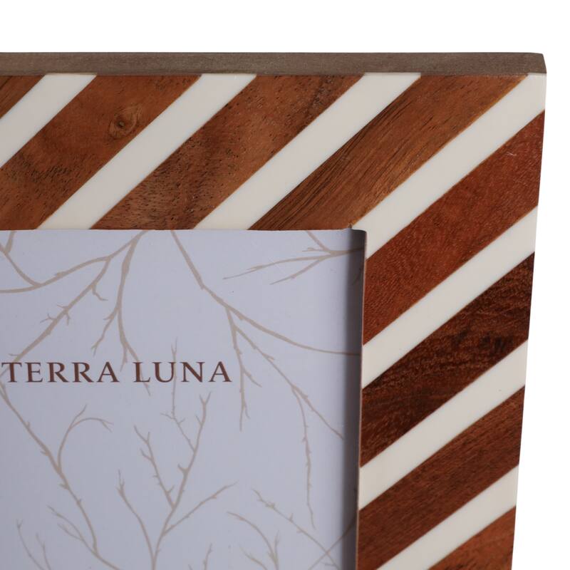 Resin Wood Picture Frame Diagonal Stripe Design - 5x7" Brown
