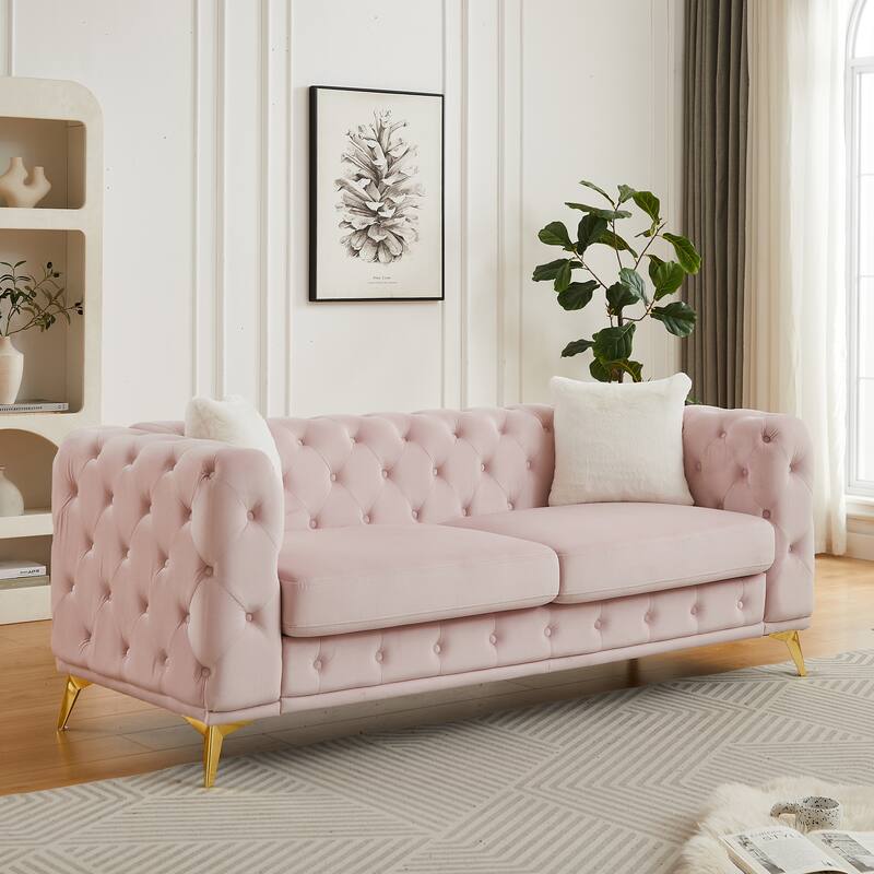 Modern Luxury Velvet Sofa with Chesterfield Quilted Button Accents