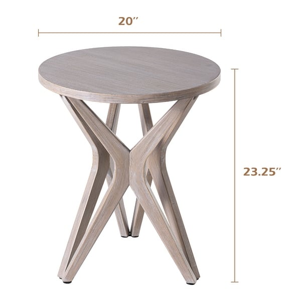 dimension image slide 2 of 5, COZAYH Pedestal Farmhouse End Table, Distressed Top with Base for Modern Farmhouse, Boho Decor, Round