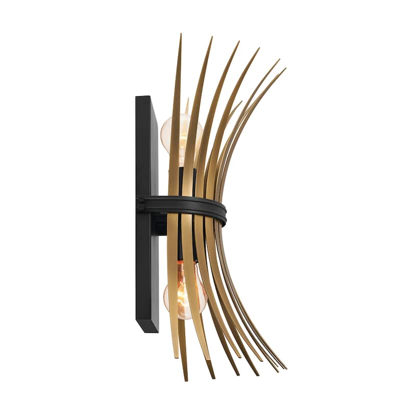 Kichler Lighting Baile 16 inch 2-Light Wall Sconce Natural Brass and Black