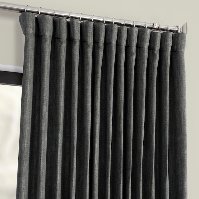 Exclusive Fabrics Faux Linen Extra Wide Room Darkening Curtain Panel
