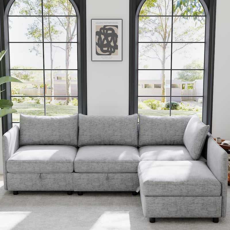 Christopher Knight Home - Ashton Modular Sectional Sofa with Storage and Sleeper Function