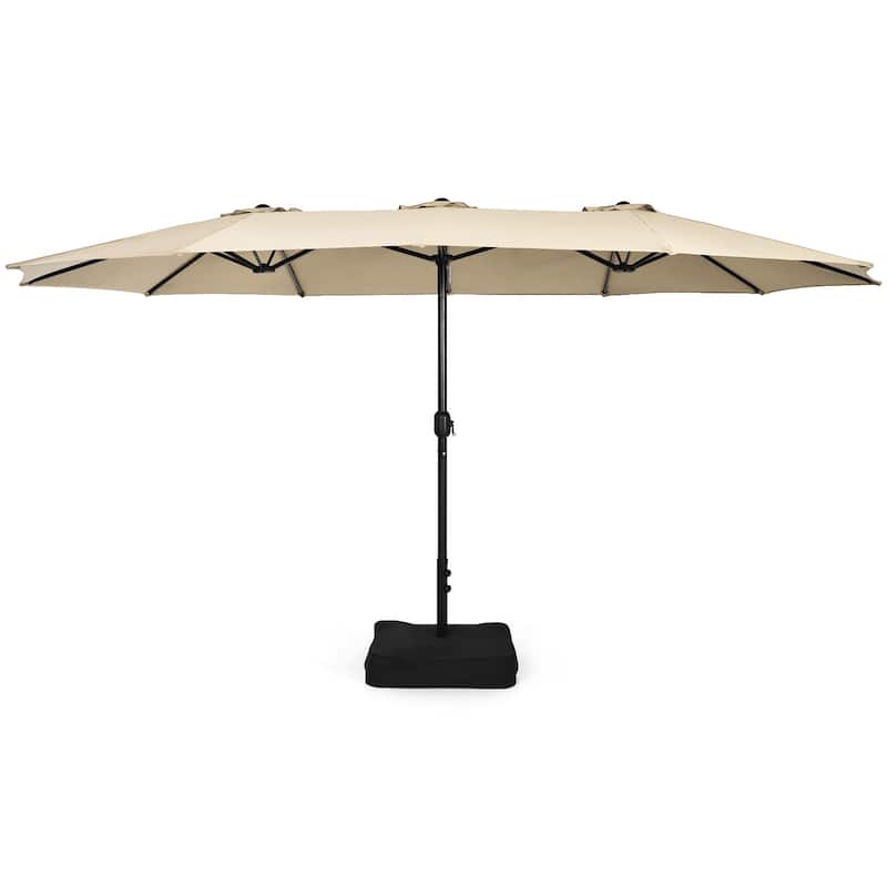 Costway 15FT Double-Sided Twin Patio Umbrella Outdoor Market W/ Crank