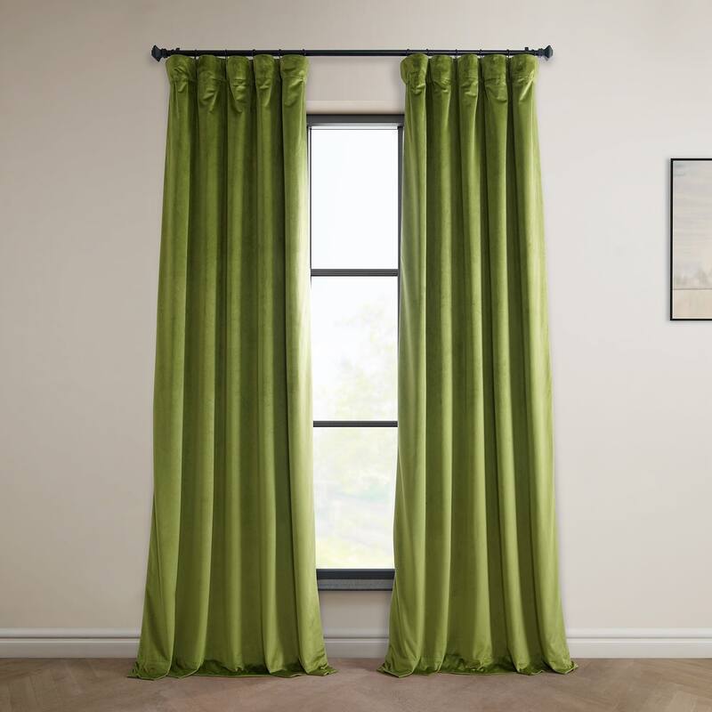 Exclusive Fabrics Heritage Plush Velvet Curtain (1 Panel) - 50 X 96 - Dark Yellow Green