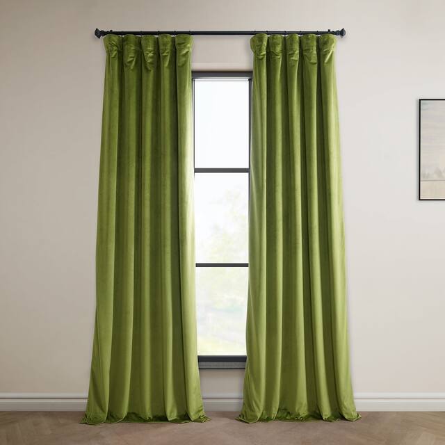 Exclusive Fabrics Heritage Plush Velvet Curtain (1 Panel) - Dark Yellow Green - 50 X 108