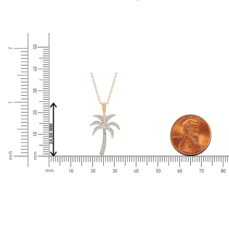 1/20ct TDW Diamond Palm Tree Pendant Necklace in Silver for Women