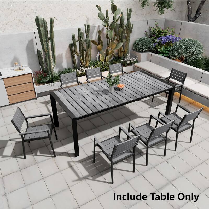 Pellebant Premium Outdoor Patio Aluminum Dining Table with Umbrella Hole - Grey-83.85inches