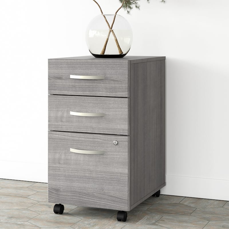 Studio A 3 Drawer Mobile File Cabinet by Bush Business Furniture - Platinum Gray