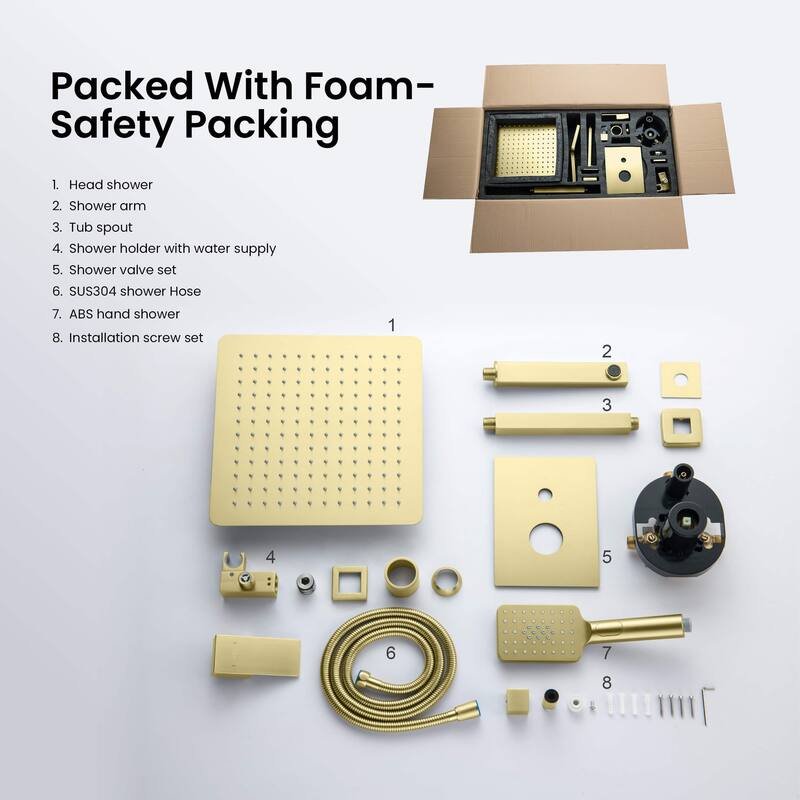 Pressure Balanced Ceiling Mounted 3-Function Shower System with Rough In Valve