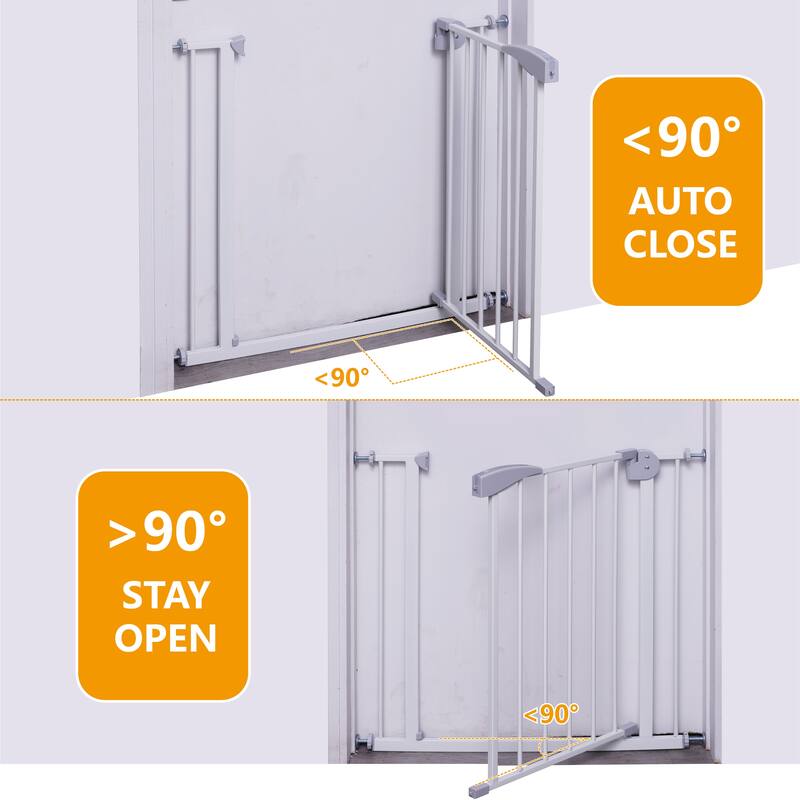Anmytek Pressure Mounted Metal Safety Gate Auto Close White for Doorways Stairs Baby Pet 29 34 Inch Adjustable