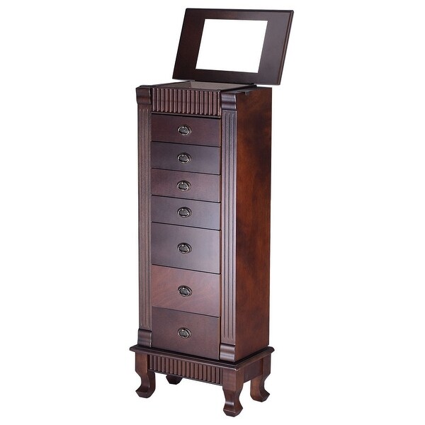 Daily Boutik Classic 7 Drawer Jewelry Armoire Wood Storage Chest