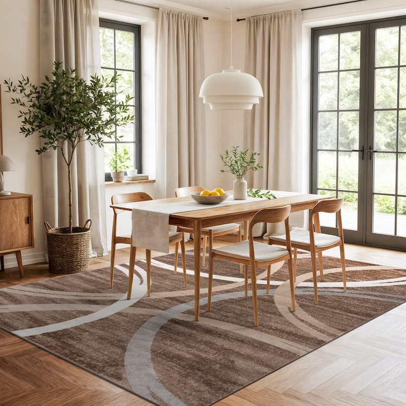 World Rug Gallery Contemporary Abstract Circles Design Area Rug