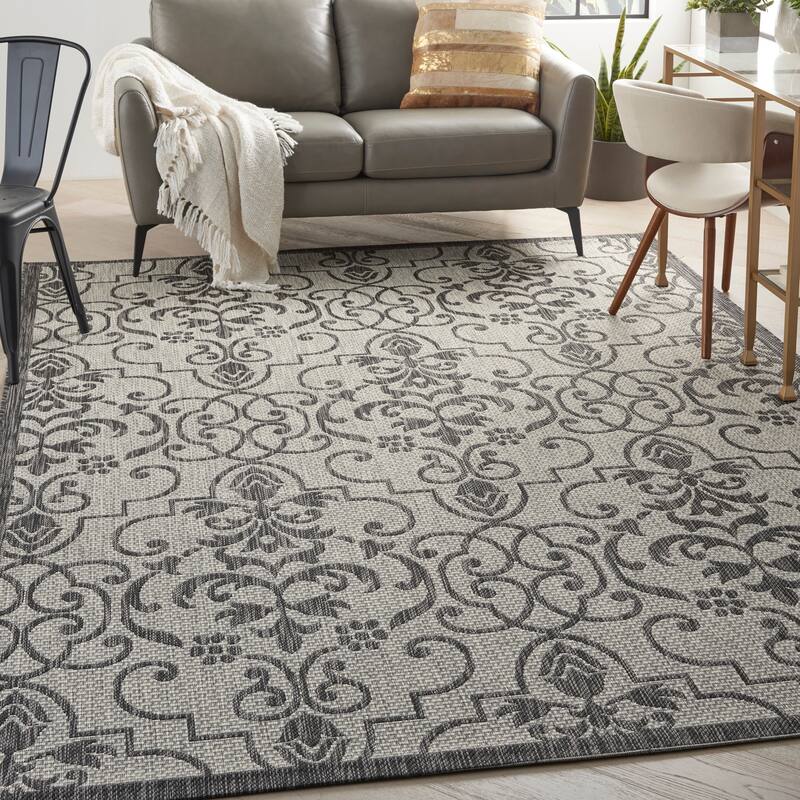 Nourison Garden Party Trellis Indoor/Outdoor Area Rug - 7' x 10' - Ivory/Charcoal
