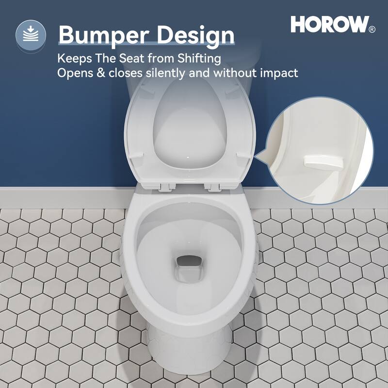 HOROW 2 Piece ADA Height Dual Flush Elongated Toilet White 1.1/1.6 GPF Strong Flush Soft Close Seat - 17 Inch