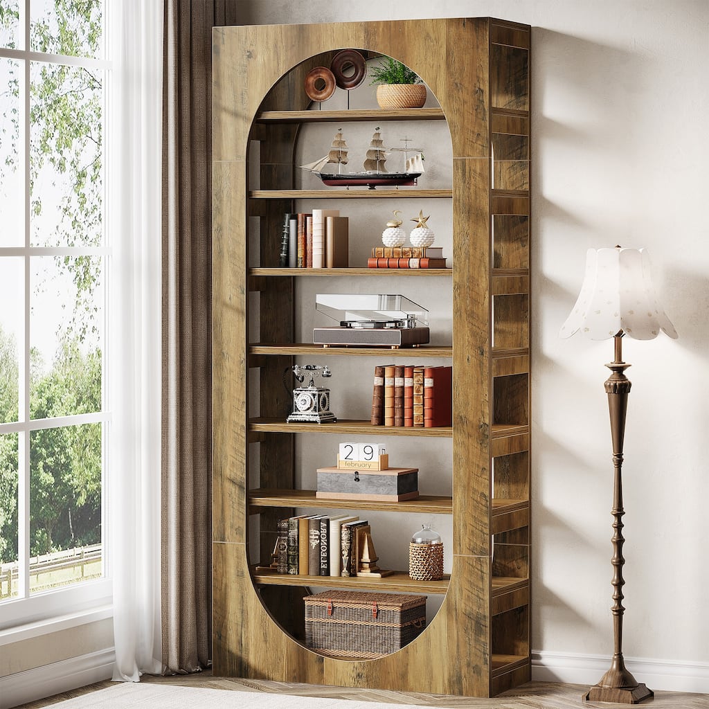 8-Tier Arched Bookshelf and Bookcase for Living Room Office